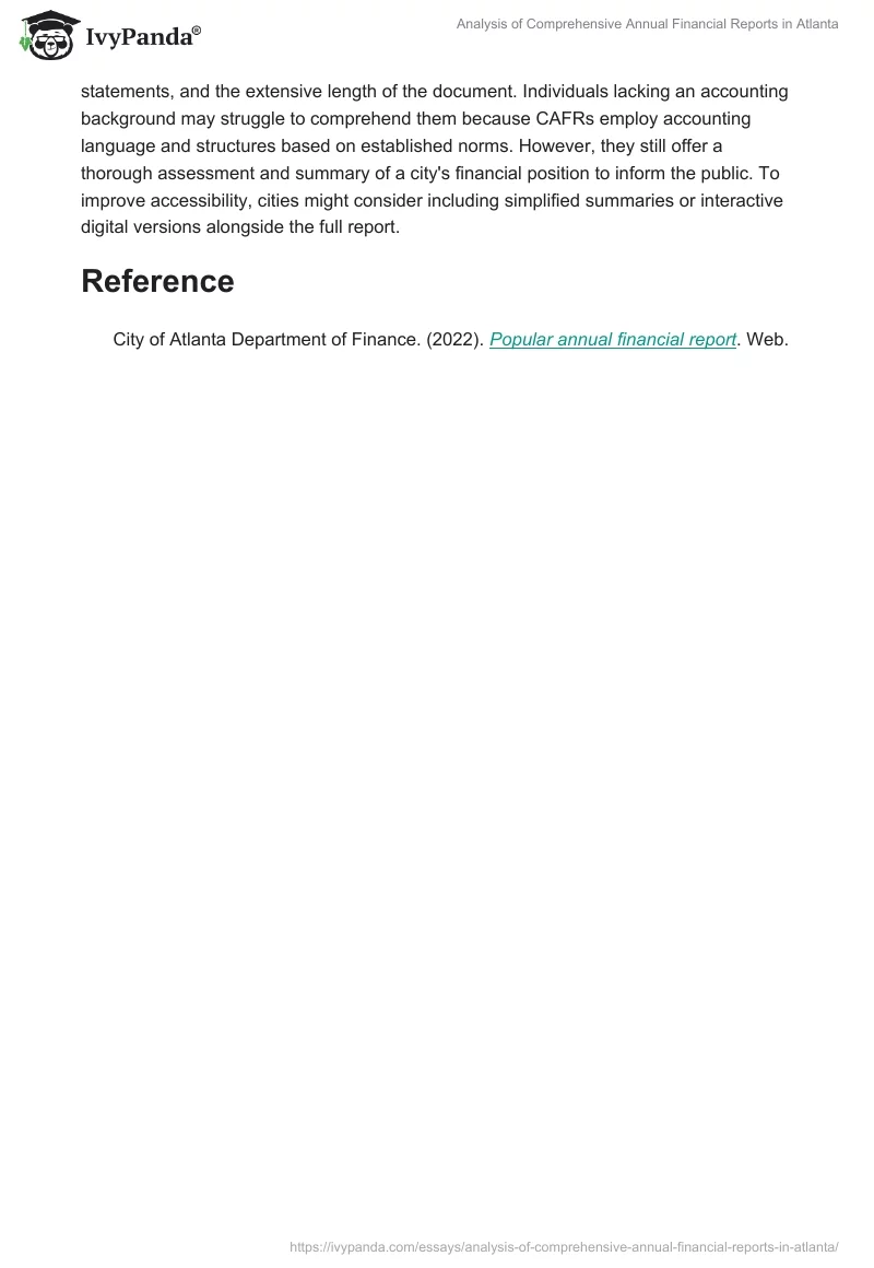 Analysis of Comprehensive Annual Financial Reports in Atlanta. Page 2