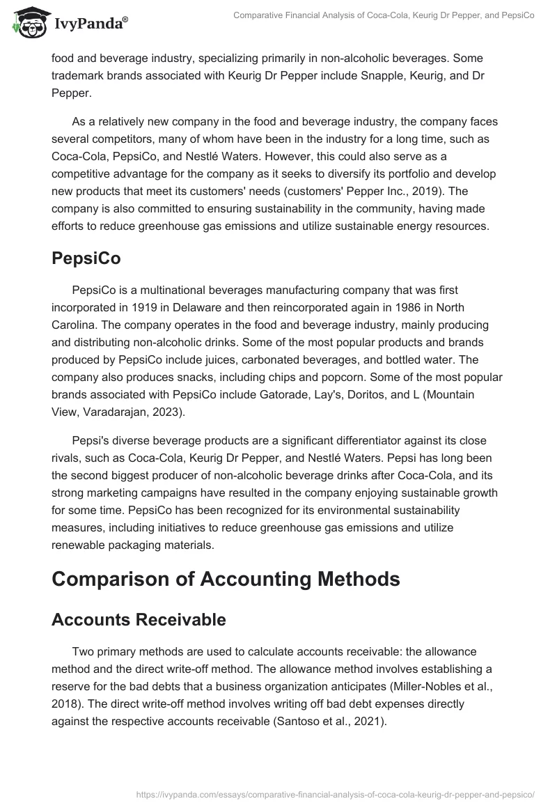 Comparative Financial Analysis of Coca-Cola, Keurig Dr Pepper, and PepsiCo. Page 2
