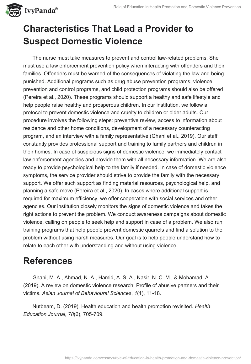 Role of Education in Health Promotion and Domestic Violence Prevention. Page 2