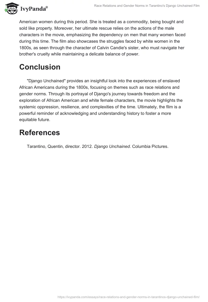 Race Relations and Gender Norms in Tarantino's "Django Unchained" Film. Page 2