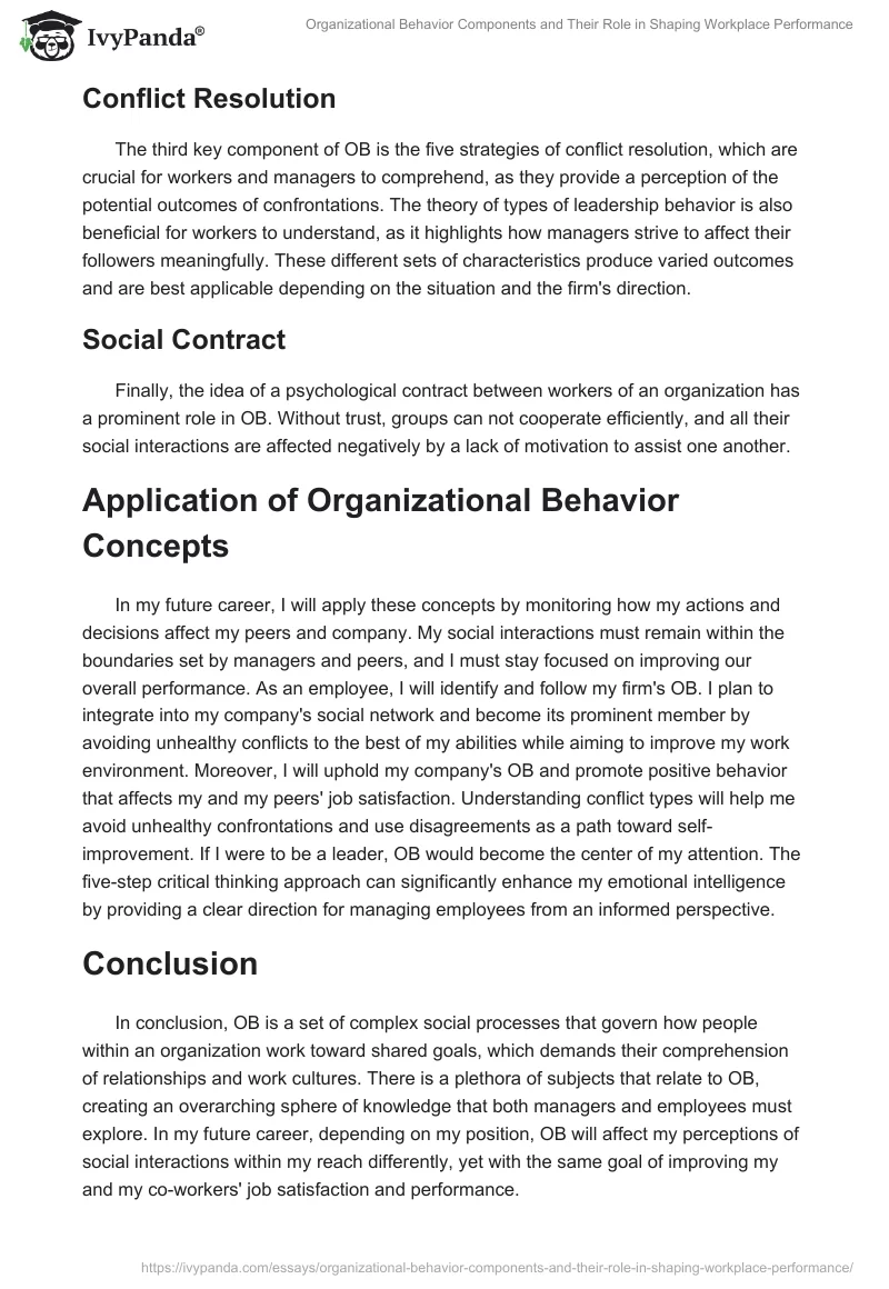 Organizational Behavior Components and Their Role in Shaping Workplace Performance. Page 2