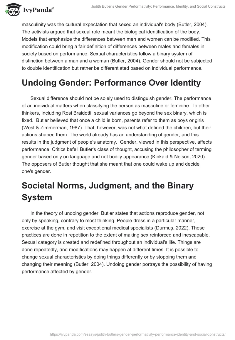 Judith Butler’s Gender Performativity: Performance, Identity, and Social Constructs. Page 2