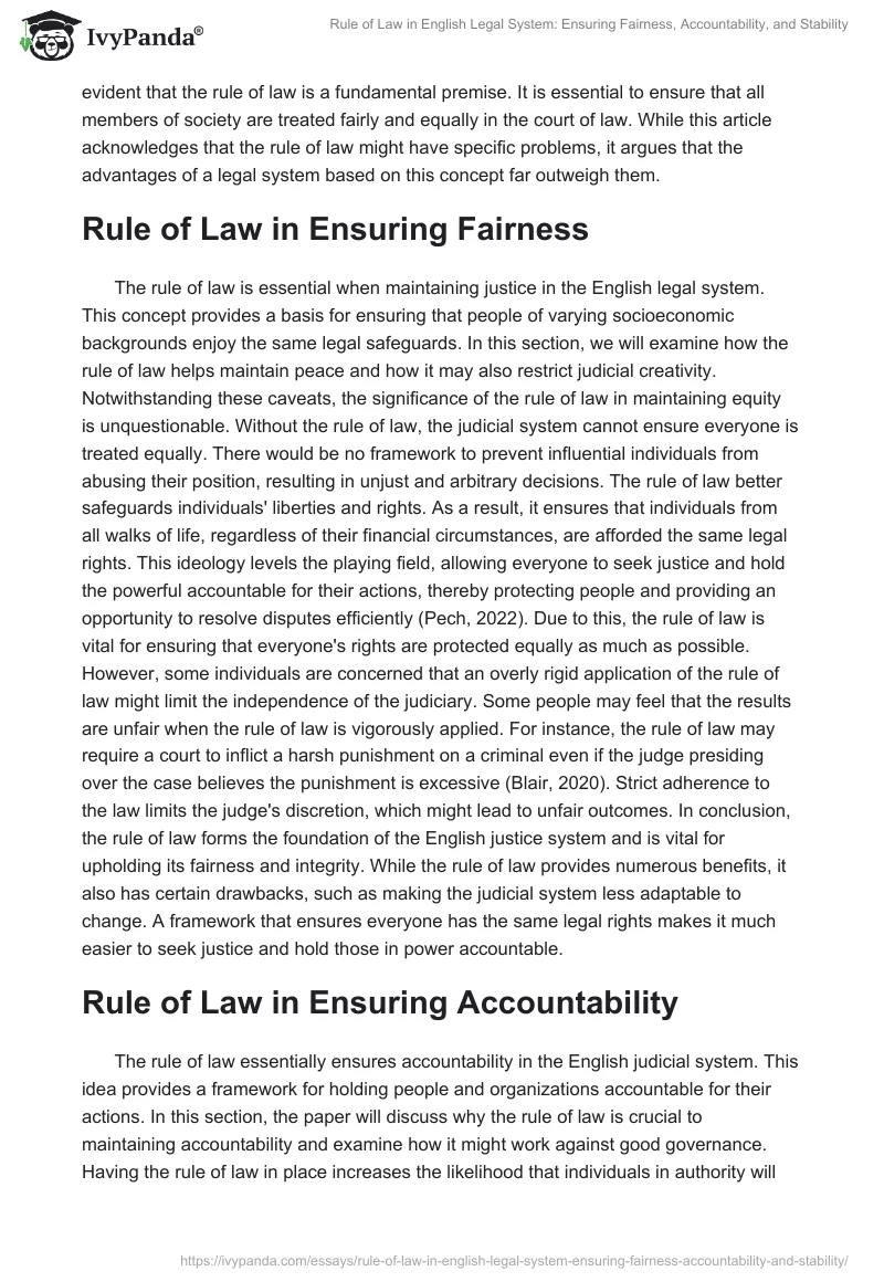 Rule of Law in English Legal System: Ensuring Fairness, Accountability, and Stability. Page 2