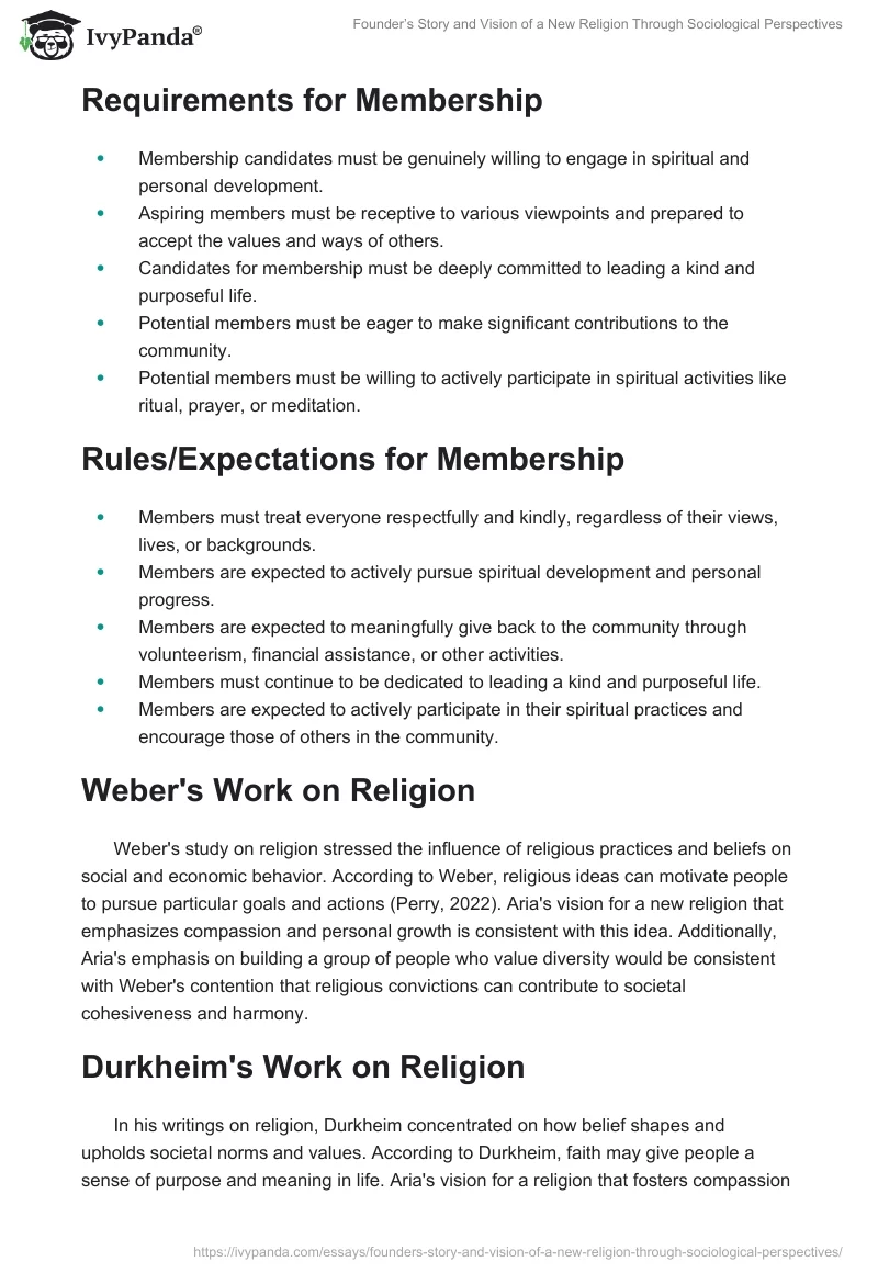 Founder’s Story and Vision of a New Religion Through Sociological Perspectives. Page 2