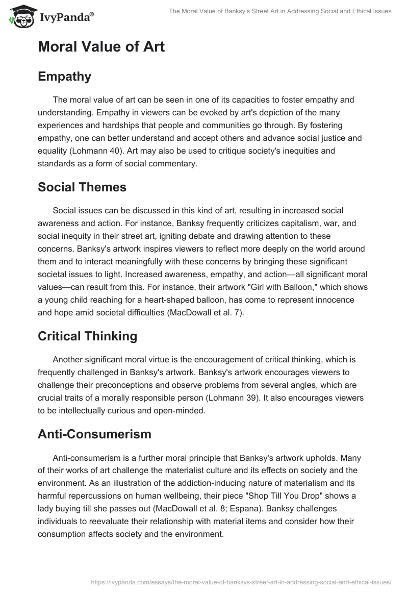 The Moral Value of Banksy’s Street Art in Addressing Social and Ethical Issues. Page 2