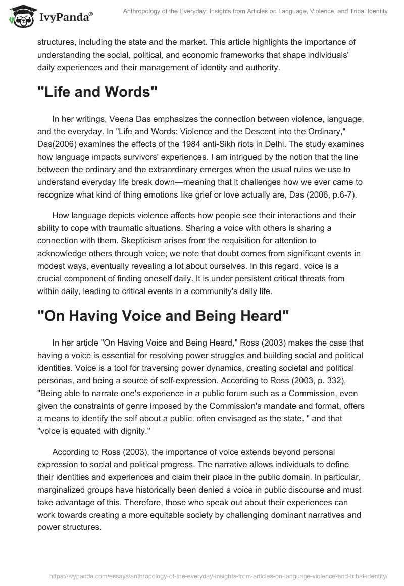 Anthropology of the Everyday: Insights from Articles on Language, Violence, and Tribal Identity. Page 2