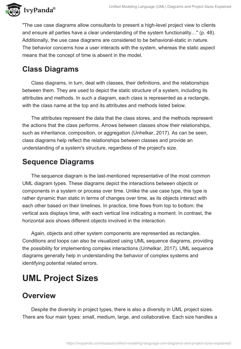 Unified Modeling Language (UML) Diagrams and Project Sizes Explained. Page 2