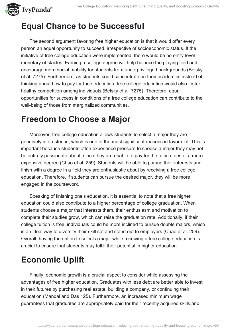 Free College Education: Reducing Debt, Ensuring Equality, and Boosting Economic Growth. Page 2