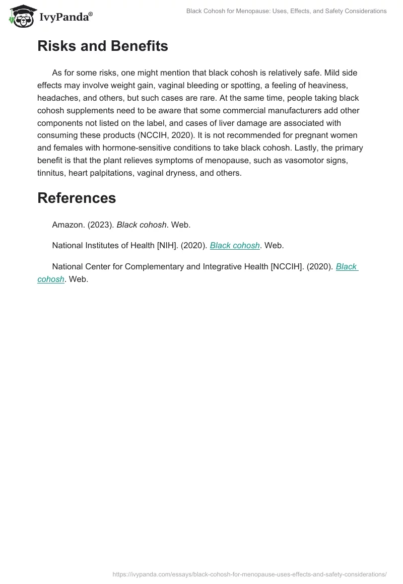 Black Cohosh for Menopause: Uses, Effects, and Safety Considerations. Page 2