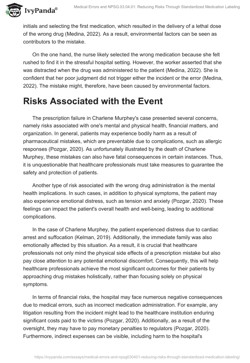 Medical Errors and NPSG.03.04.01: Reducing Risks Through Standardized Medication Labeling. Page 2