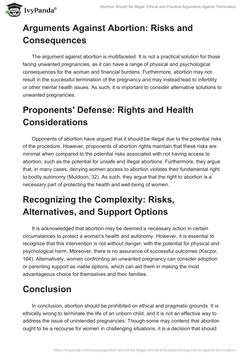 Abortion Should Be Illegal: Ethical and Practical Arguments Against Termination. Page 2