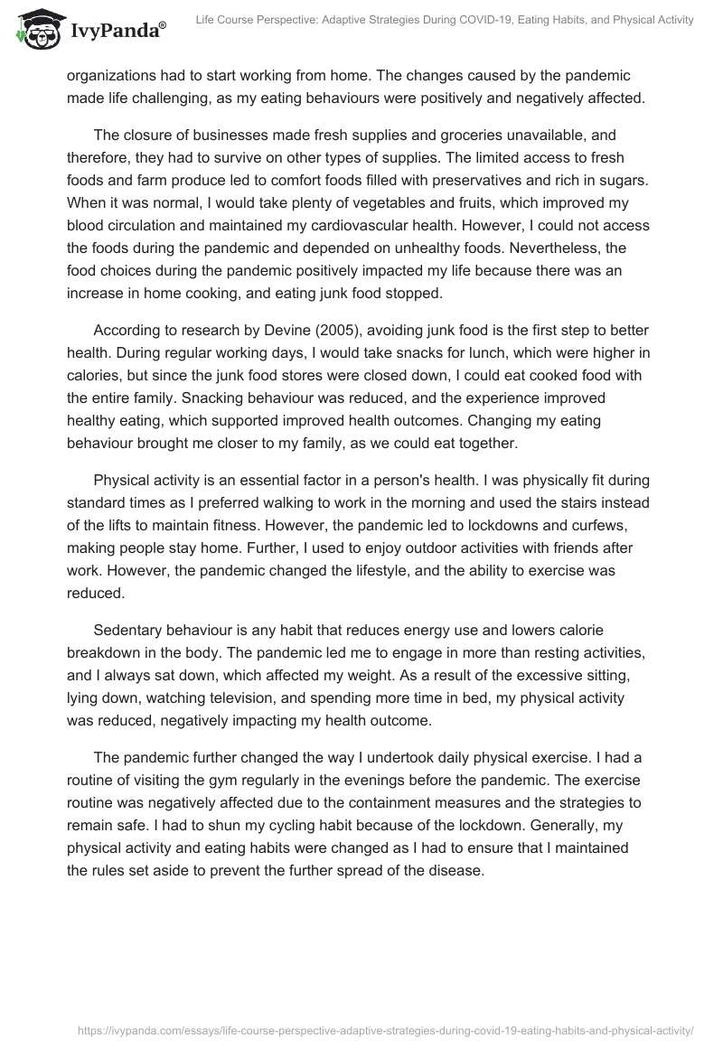 Life Course Perspective: Adaptive Strategies During COVID-19, Eating Habits, and Physical Activity. Page 2