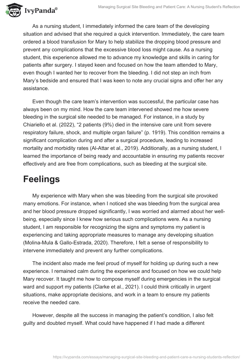 Managing Surgical Site Bleeding and Patient Care: A Nursing Student's Reflection. Page 2
