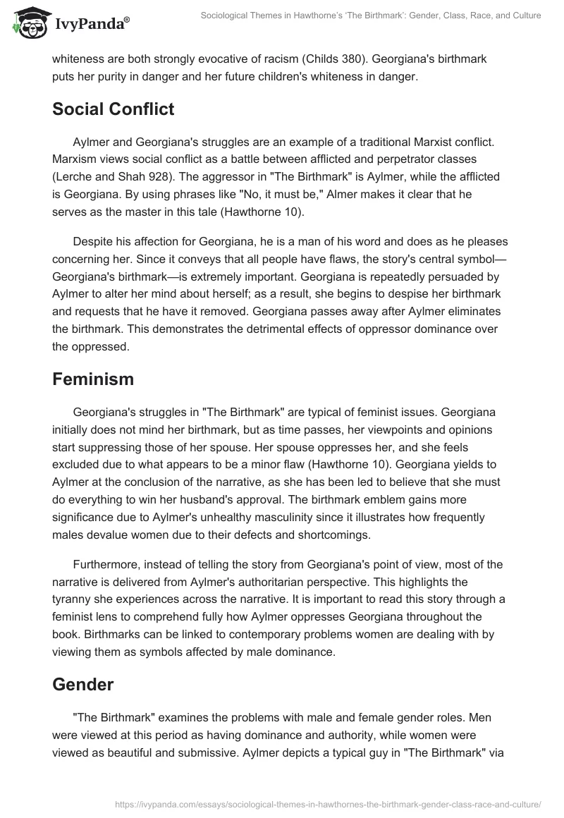 Sociological Themes in Hawthorne’s ‘The Birthmark’: Gender, Class, Race, and Culture. Page 2