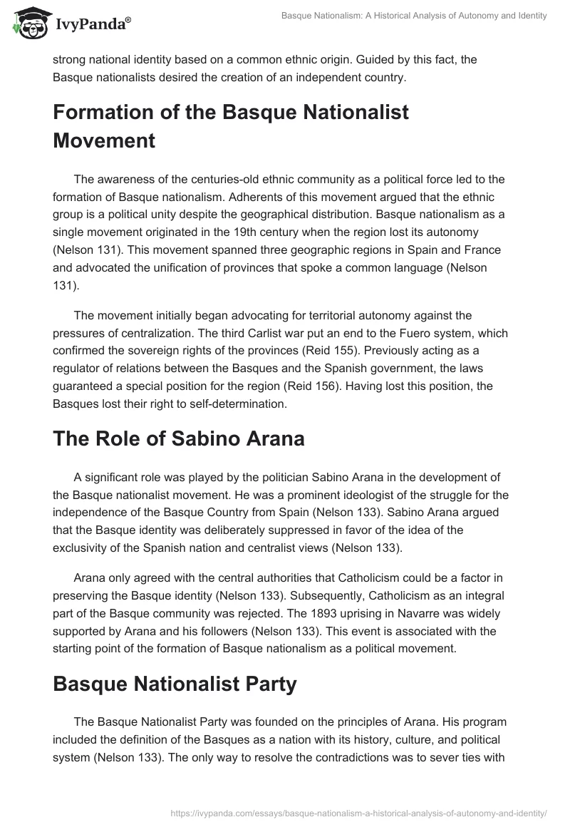 Basque Nationalism: A Historical Analysis of Autonomy and Identity. Page 2