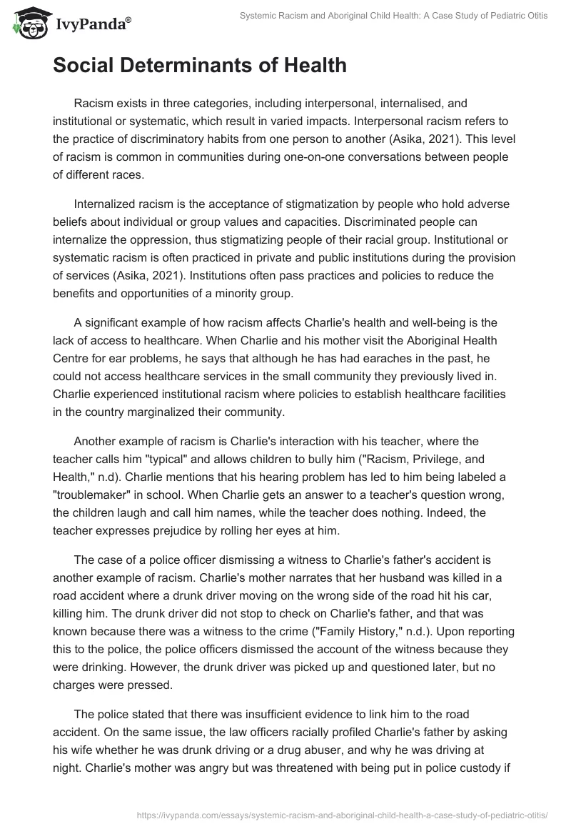 Systemic Racism and Aboriginal Child Health: A Case Study of Pediatric Otitis. Page 2