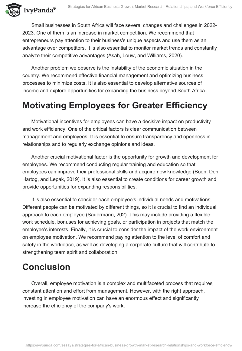Strategies for African Business Growth: Market Research, Relationships, and Workforce Efficiency. Page 2
