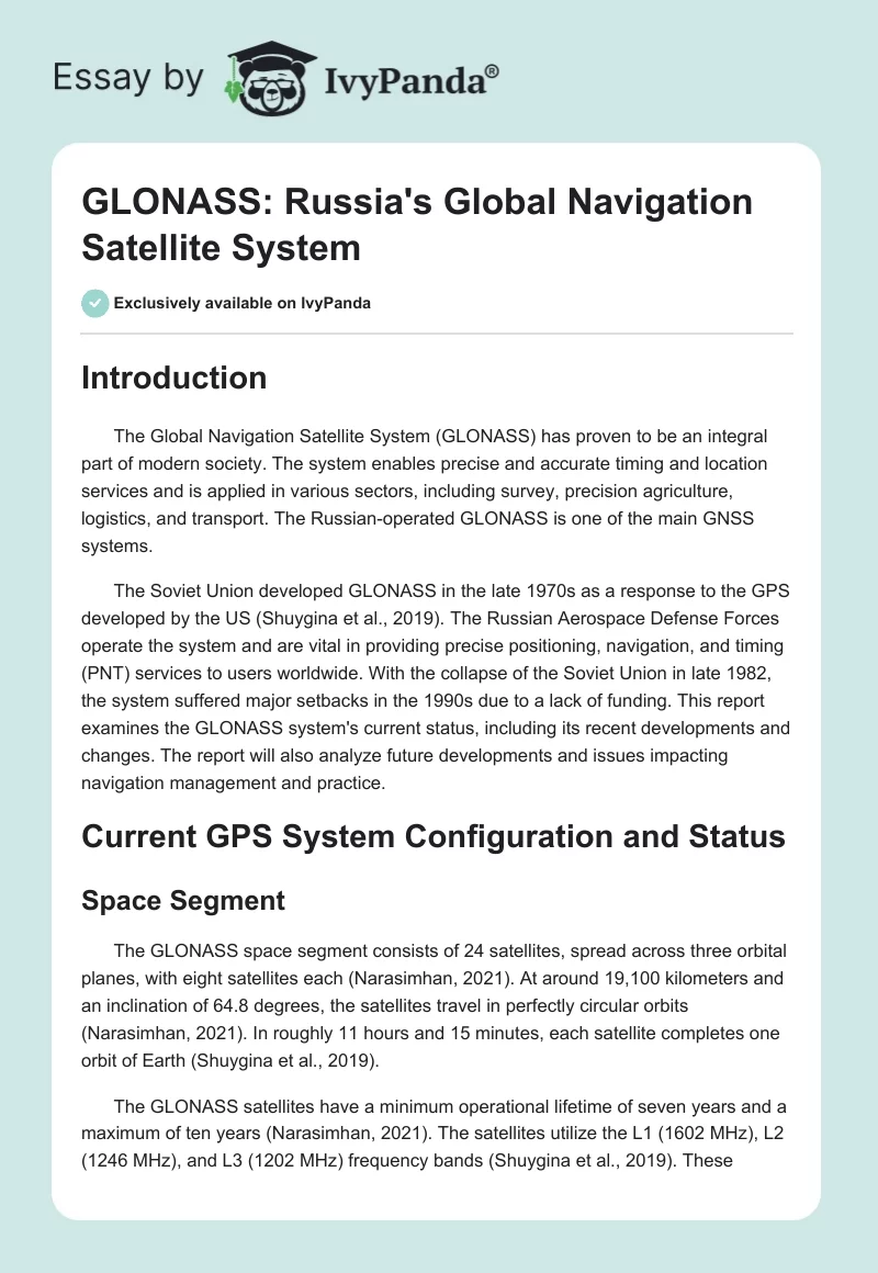 GLONASS: Russia's Global Navigation Satellite System. Page 1