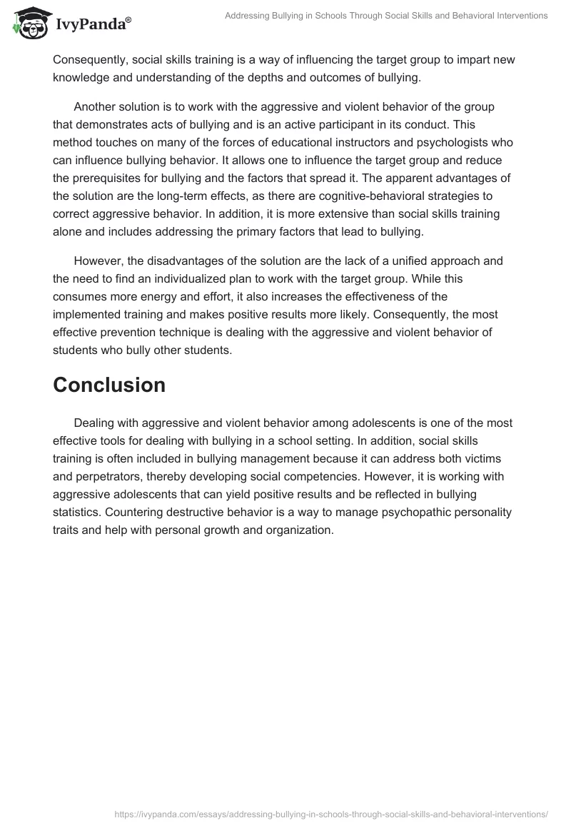 Addressing Bullying in Schools Through Social Skills and Behavioral Interventions. Page 2