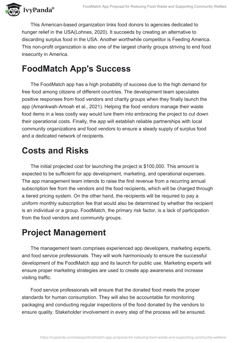 FoodMatch App Proposal for Reducing Food Waste and Supporting Community Welfare. Page 2