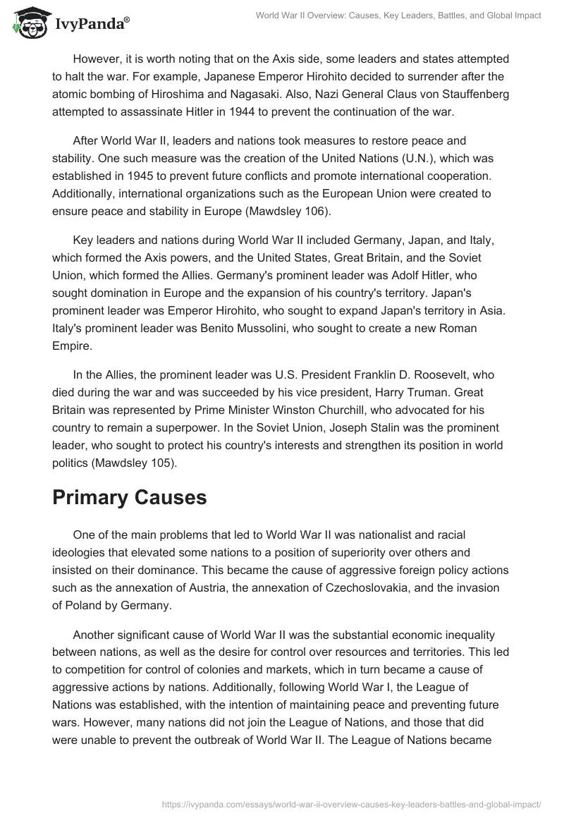 World War II Overview: Causes, Key Leaders, Battles, and Global Impact. Page 2