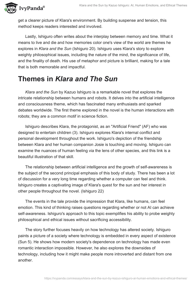 Klara and the Sun by Kazuo Ishiguro: AI, Human Emotions, and Ethical Themes. Page 2