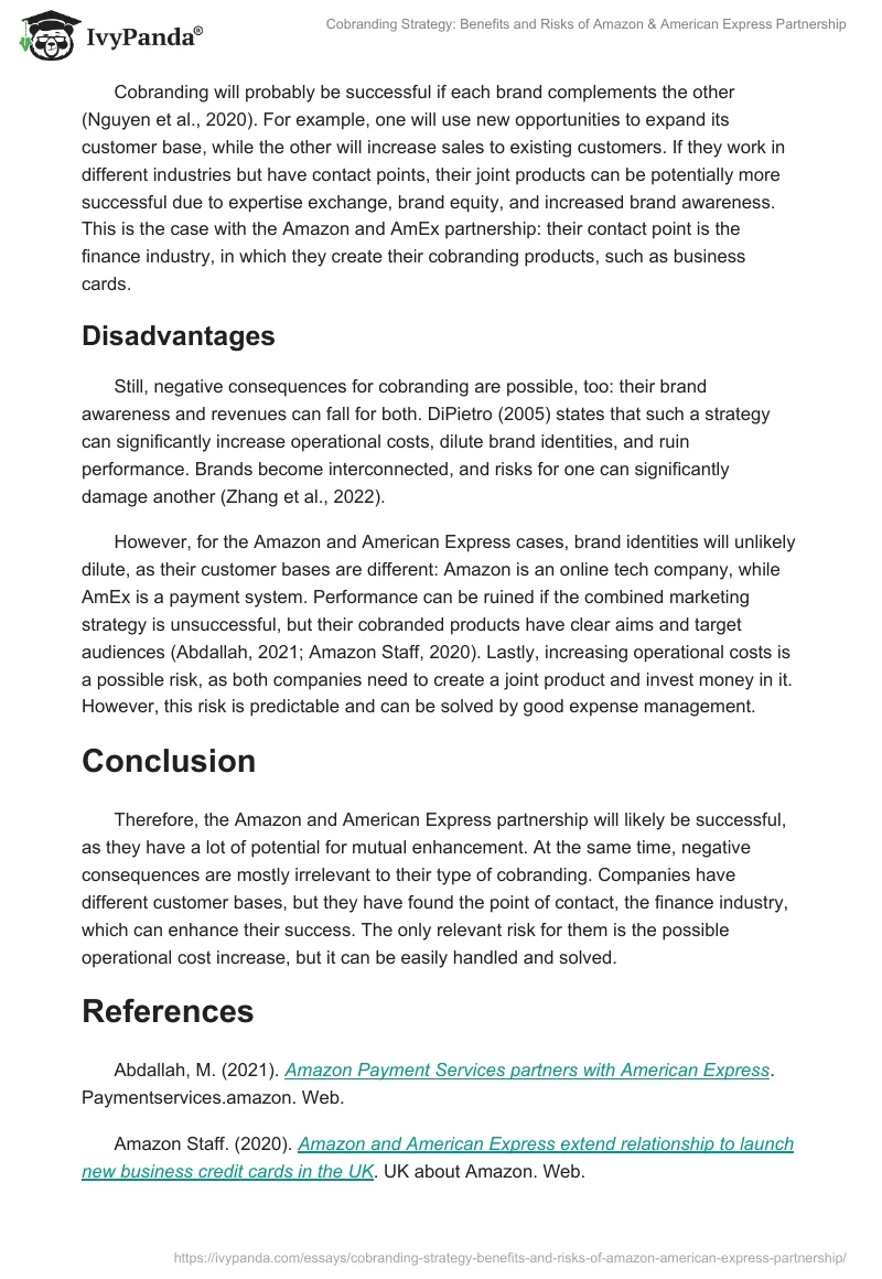 Cobranding Strategy: Benefits and Risks of Amazon & American Express Partnership. Page 2