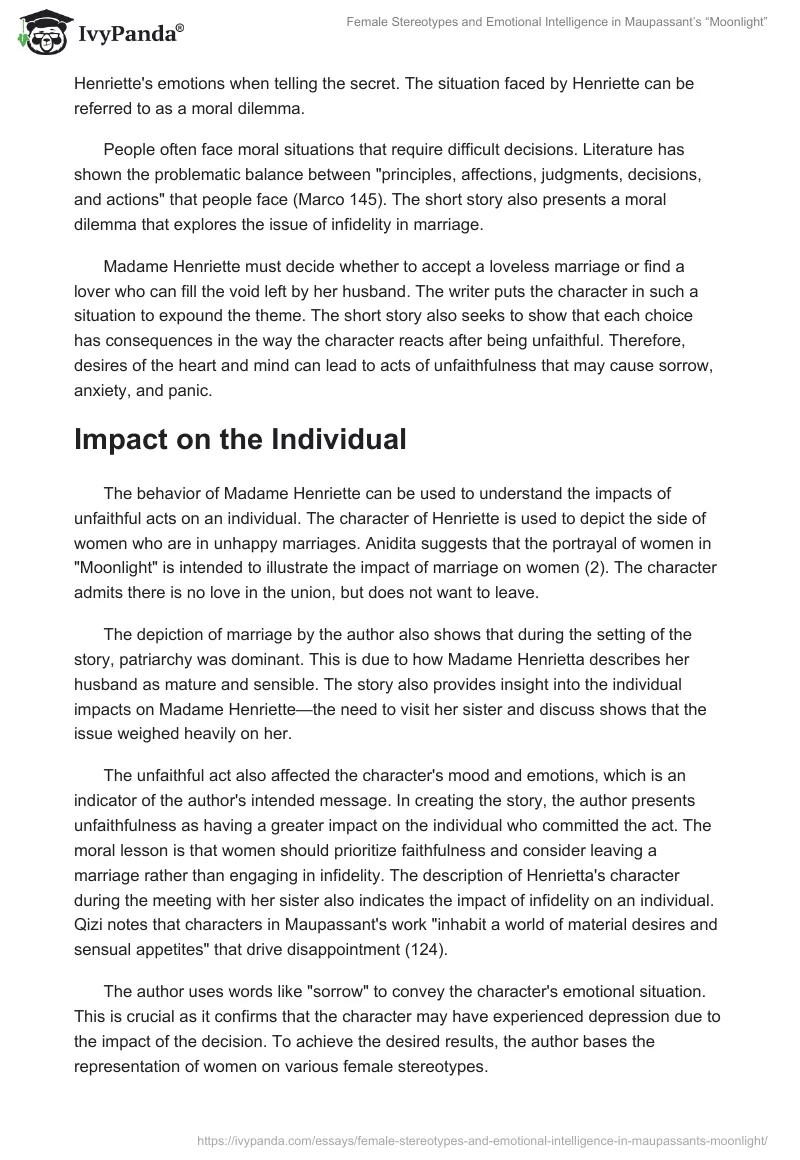 Female Stereotypes and Emotional Intelligence in Maupassant’s “Moonlight”. Page 2