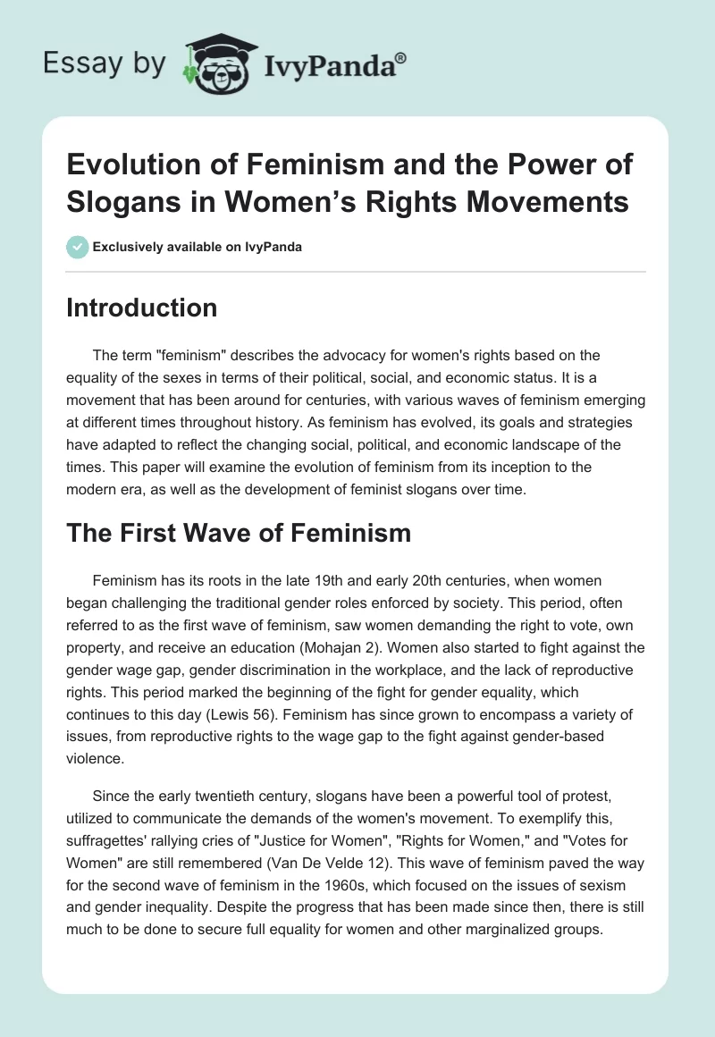 Evolution of Feminism and the Power of Slogans in Women’s Rights Movements. Page 1