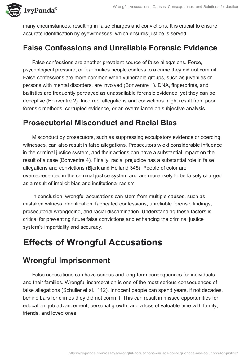 Wrongful Accusations: Causes, Consequences, and Solutions for Justice. Page 2