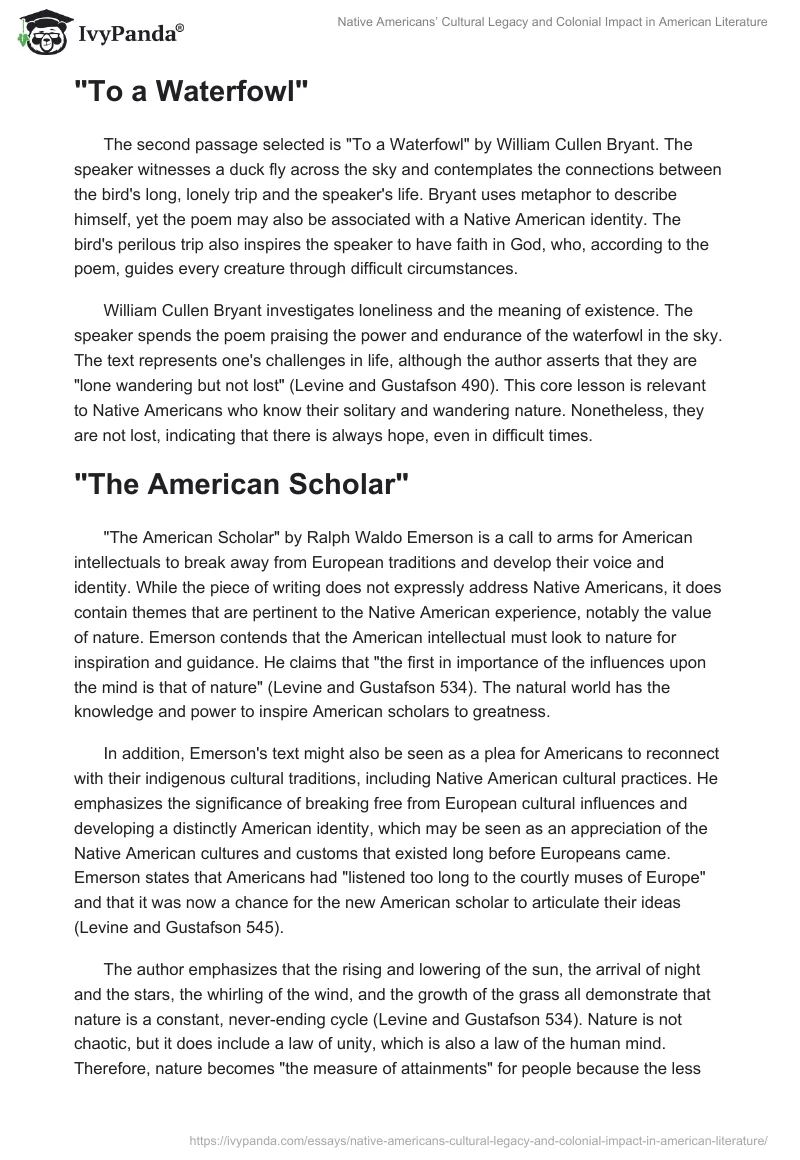Native Americans’ Cultural Legacy and Colonial Impact in American Literature. Page 2