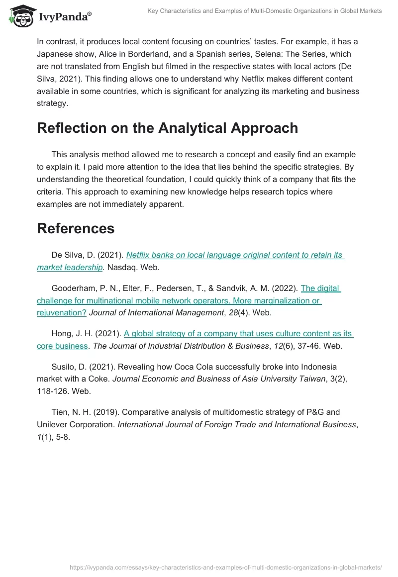 Key Characteristics and Examples of Multi-Domestic Organizations in Global Markets. Page 2