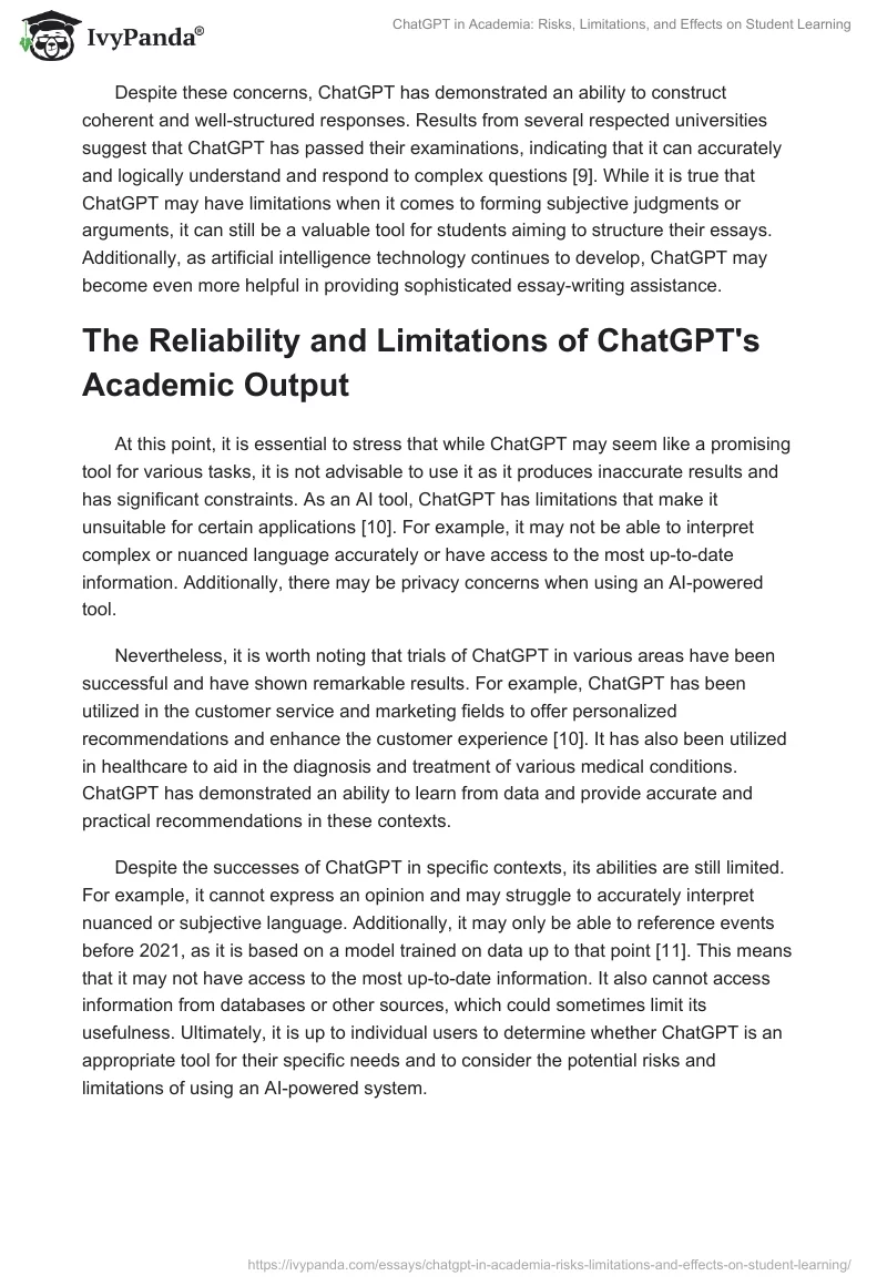 ChatGPT in Academia: Risks, Limitations, and Effects on Student Learning. Page 2