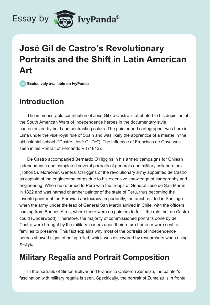 José Gil de Castro’s Revolutionary Portraits and the Shift in Latin American Art. Page 1