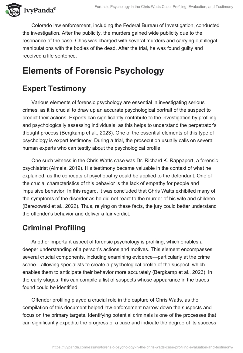 Forensic Psychology in the Chris Watts Case: Profiling, Evaluation, and Testimony. Page 2