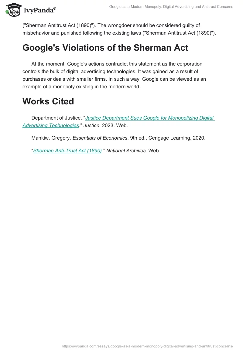 Google as a Modern Monopoly: Digital Advertising and Antitrust Concerns. Page 2