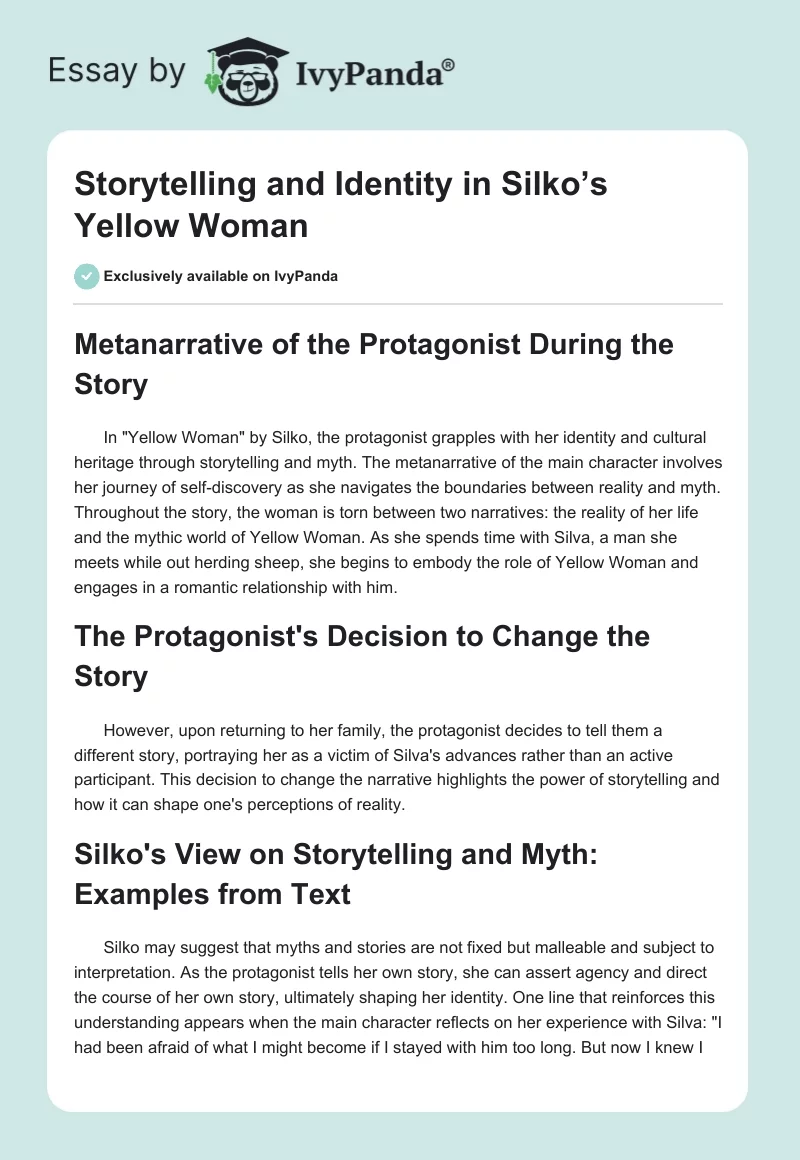 Storytelling and Identity in Silko’s Yellow Woman. Page 1