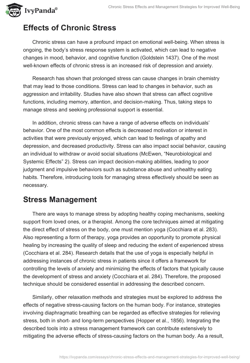 Chronic Stress Effects and Management Strategies for Improved Well-Being. Page 2