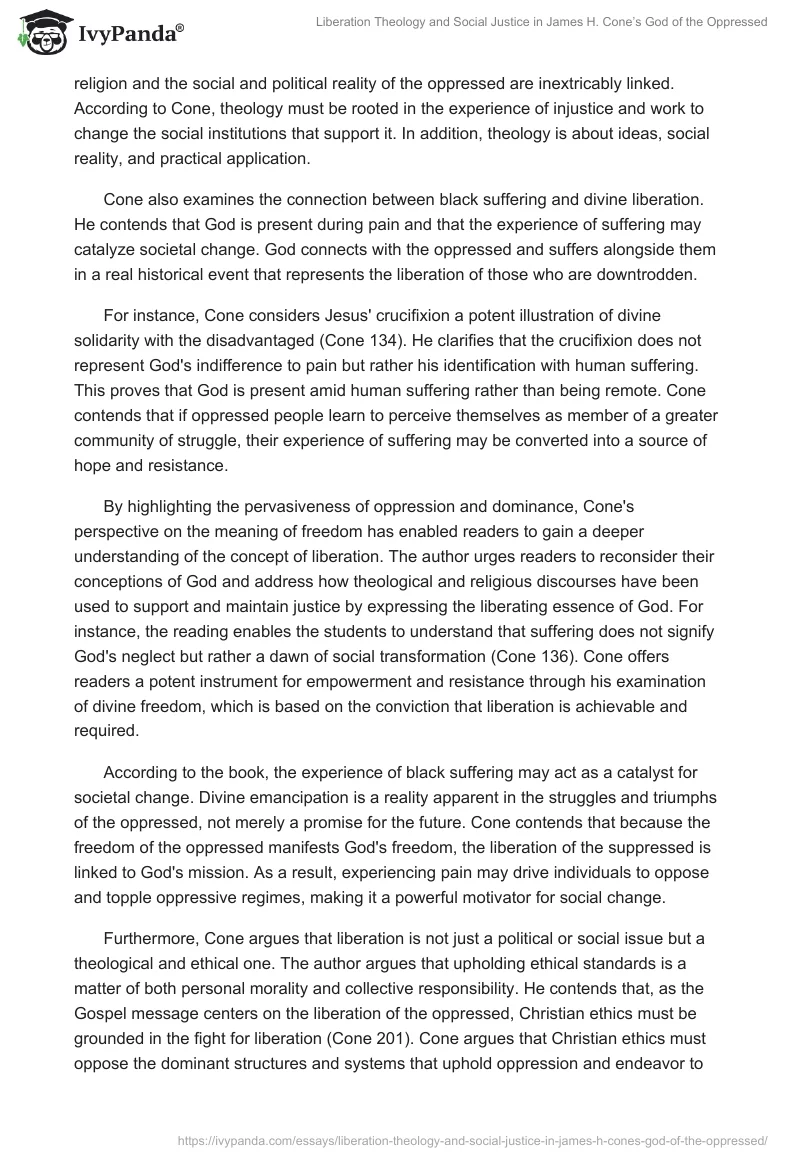 Liberation Theology and Social Justice in James H. Cone’s God of the Oppressed. Page 2