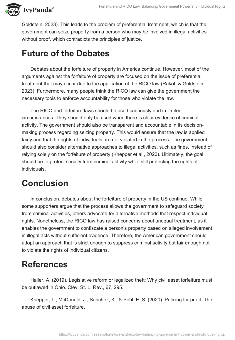 Forfeiture and RICO Law: Balancing Government Power and Individual Rights. Page 2