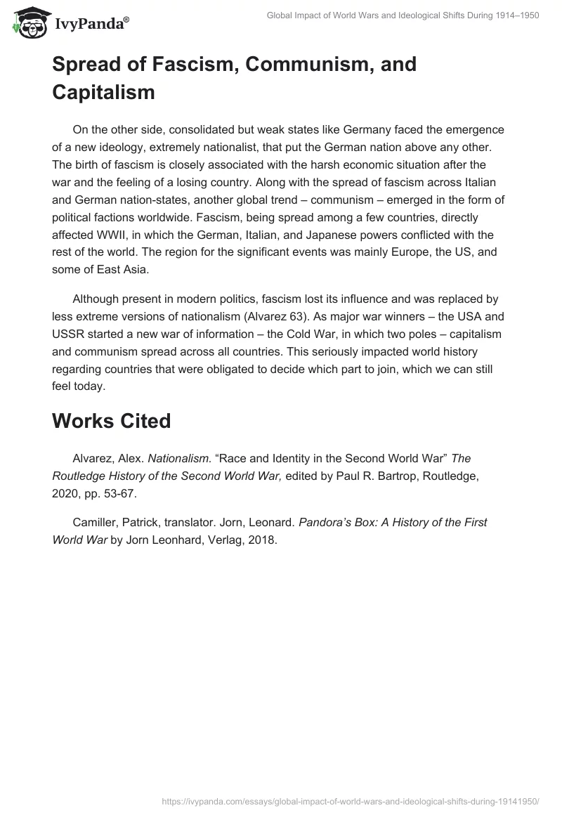 Global Impact of World Wars and Ideological Shifts During 1914–1950. Page 2