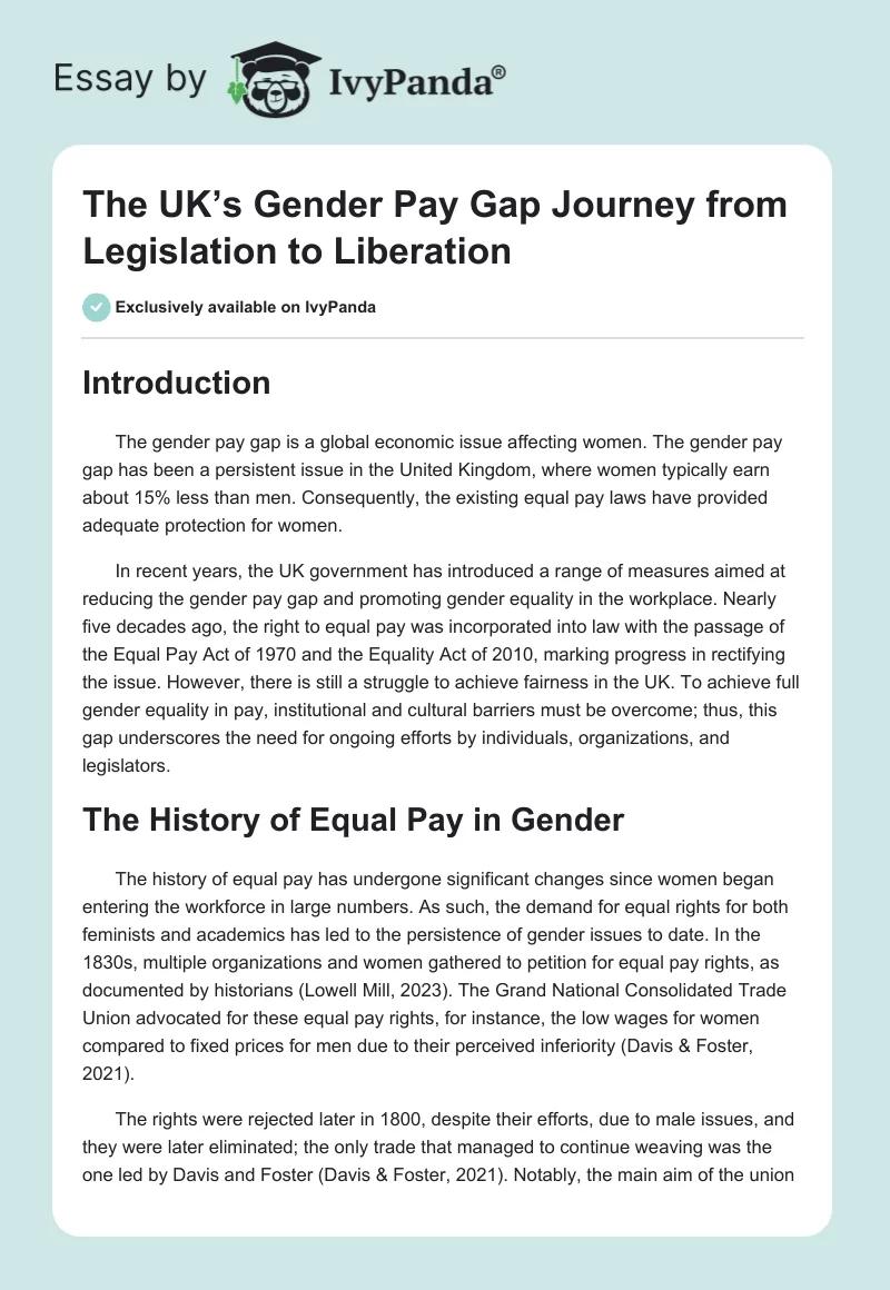 The UK’s Gender Pay Gap Journey from Legislation to Liberation. Page 1
