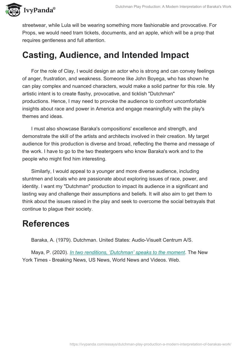 "Dutchman" Play Production: A Modern Interpretation of Baraka's Work. Page 2