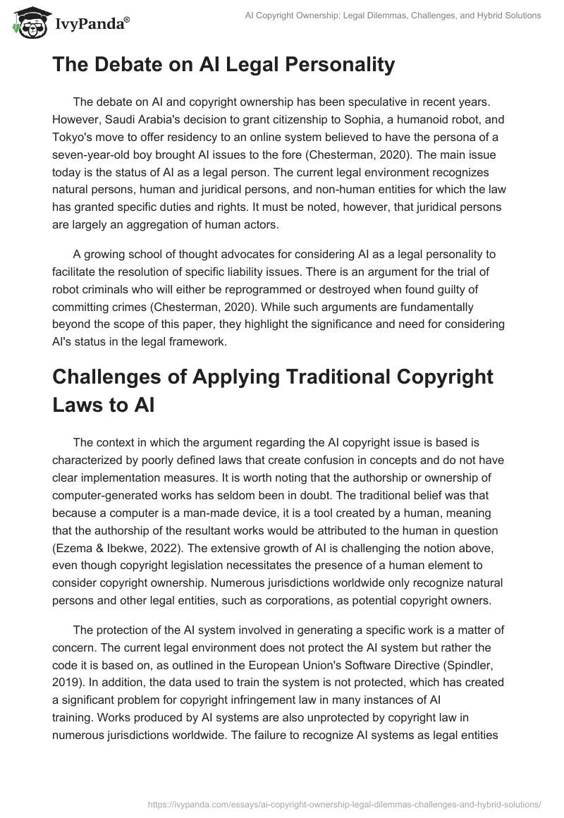 AI Copyright Ownership: Legal Dilemmas, Challenges, and Hybrid Solutions. Page 2