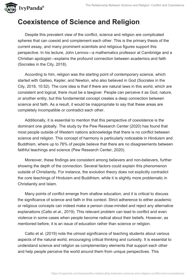 The Relationship Between Science and Religion: Conflict and Coexistence. Page 2