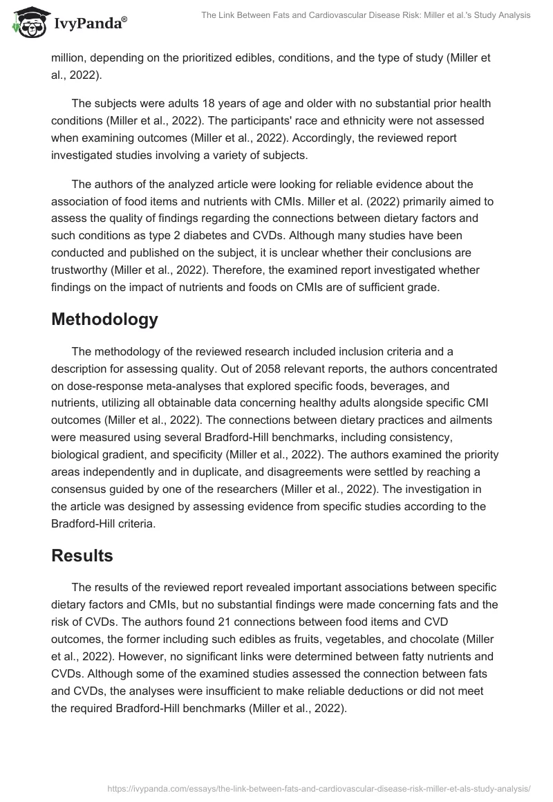The Link Between Fats and Cardiovascular Disease Risk: Miller et al.'s Study Analysis. Page 2