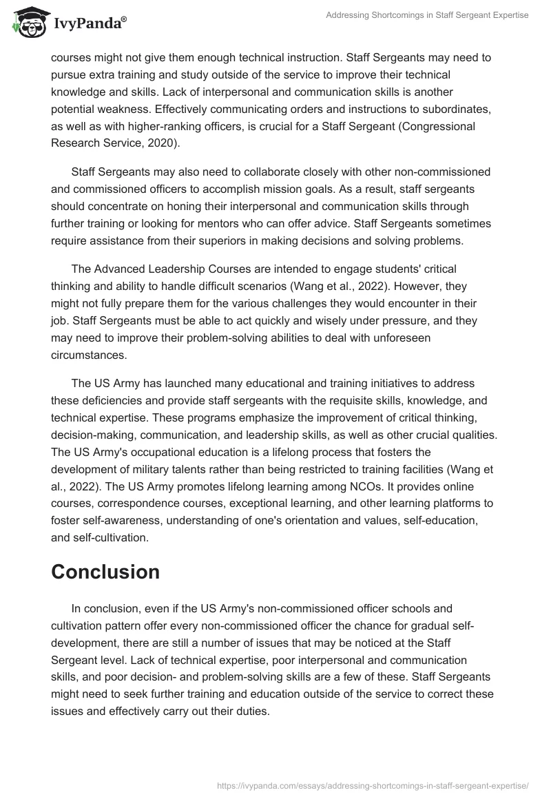 Addressing Shortcomings in Staff Sergeant Expertise. Page 2