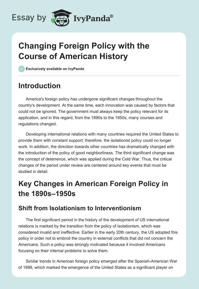 Changing Foreign Policy with the Course of American History. Page 1