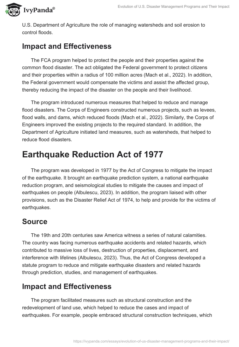 Evolution of U.S. Disaster Management Programs and Their Impact. Page 2