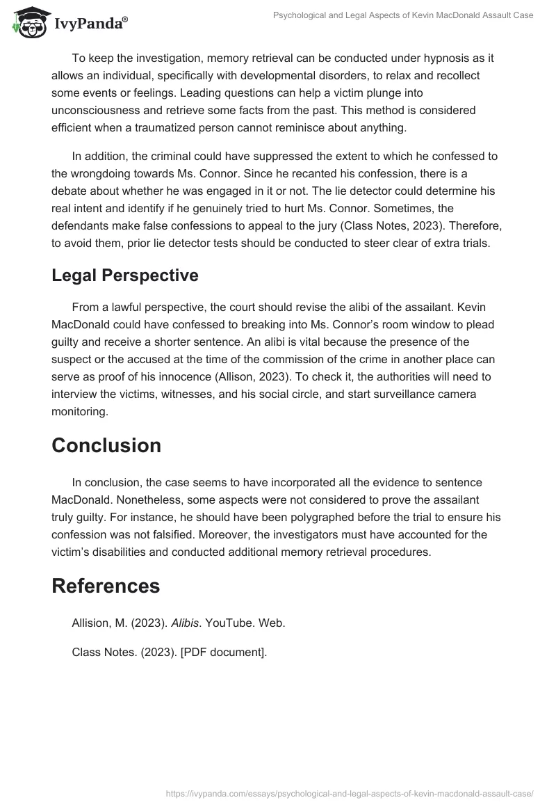 Psychological and Legal Aspects of Kevin MacDonald Assault Case. Page 2